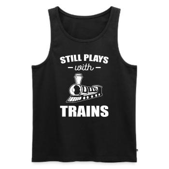 Still Plays With Trains Zugführer - Männer Premium Bio Tank Top - Schwarz - Vorne - Michal (187cm)