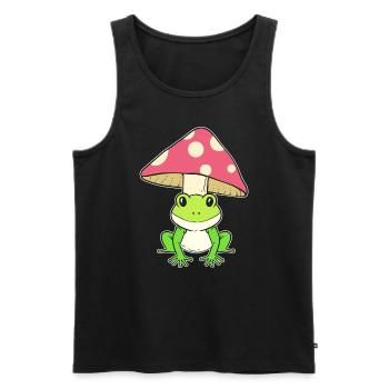 Frosch mit Pilzen Mykologe - Männer Premium Bio Tank Top - Schwarz - Vorne - Michal (187cm)