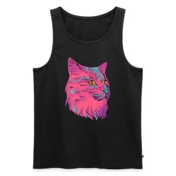 Farbenfrohe Katze Katzenfotograf - Männer Premium Bio Tank Top - Schwarz - Vorne - Michal (187cm)