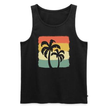 Palm Tree Sunset Strandliebhaber - Männer Premium Bio Tank Top - Schwarz - Vorne - AI Model Male 178 light (178cm)