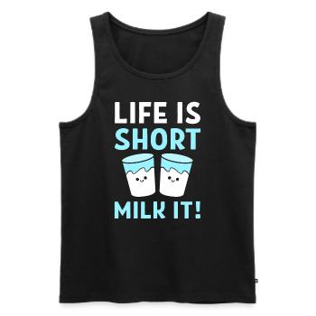 Milch Wortspiele Farmmanager - Männer Premium Bio Tank Top - Schwarz - Vorne - AI Model Male 178 light (178cm)