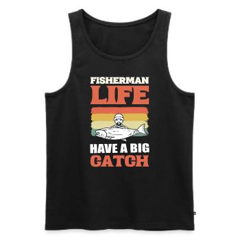 Lustiges Angeln Fischer - Männer Premium Bio Tank Top - Schwarz - Vorne - Michal (187cm)