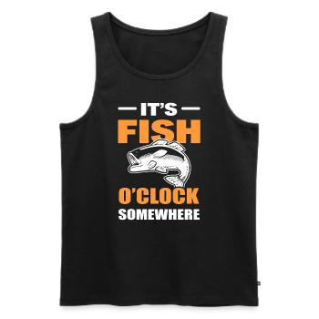 It's Fish Oclock Somewhere Angler - Männer Premium Bio Tank Top - Schwarz - Vorne - AI Model Male 178 light (178cm)