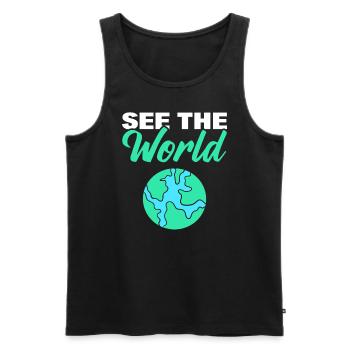 See The World Weltreisender - Männer Premium Bio Tank Top - Schwarz - Vorne - Michal (187cm)