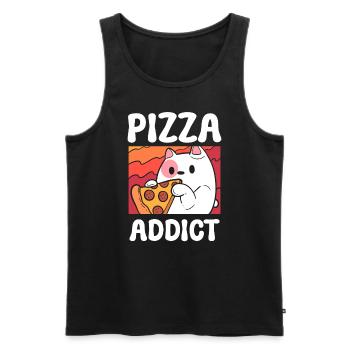 Pizza Addict Katzenmama - Männer Premium Bio Tank Top - Schwarz - Vorne - AI Model Male 178 light (178cm)