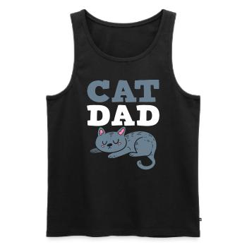 Cat Dad Katzenvater - Männer Premium Bio Tank Top - Schwarz - Vorne - Michal (187cm)