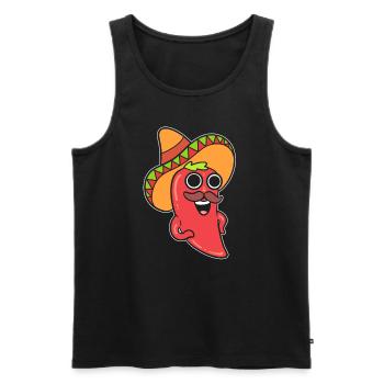 Lachender Chili -Pfeffer Komiker - Männer Premium Bio Tank Top - Schwarz - Vorne - AI Model Male 178 light (178cm)