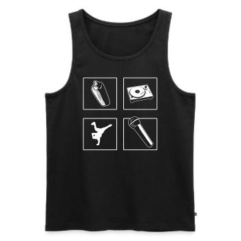 Elemente des Hip -Hops Radio Sprecher - Männer Premium Bio Tank Top - Schwarz - Vorne - AI Model Male 178 light (178cm)