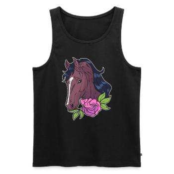 Pferd mit Blumen Reitlehrer - Männer Premium Bio Tank Top - Schwarz - Vorne - Michal (187cm)