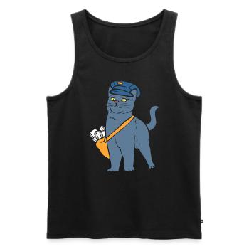 Postbotenkatze Briefträger - Männer Premium Bio Tank Top - Schwarz - Vorne - AI Model Male 178 light (178cm)