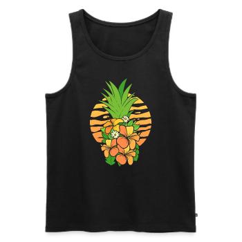 Tropenananas Ananas -Picker - Männer Premium Bio Tank Top - Schwarz - Vorne - Michal (187cm)