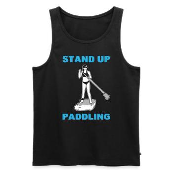 Stand Up Paddling Bootsfahrer - Männer Premium Bio Tank Top - Schwarz - Vorne - AI Model Male 178 light (178cm)