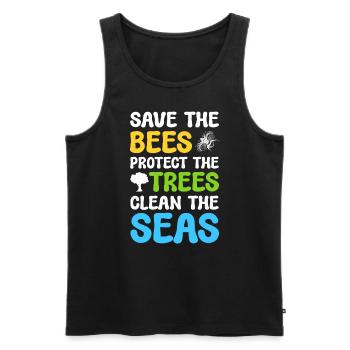Save The Bees Protect The Trees Clean The Seas - Männer Premium Bio Tank Top - Schwarz - Vorne - Michal (187cm)