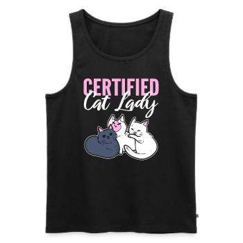 Certified Cat Lady Tieradoptionspezialist - Männer Premium Bio Tank Top - Schwarz - Vorne - Michal (187cm)