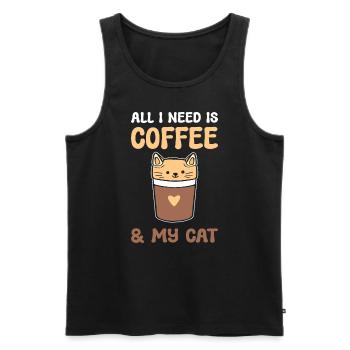All I Need Is Coffee & My Cat Kaffeebarista - Männer Premium Bio Tank Top - Schwarz - Vorne - Michal (187cm)