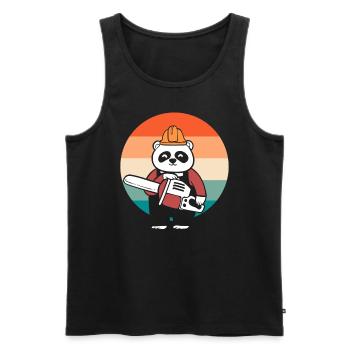 Panda -Kettensäge Baumarbeiter - Männer Premium Bio Tank Top - Schwarz - Vorne - AI Model Male 178 light (178cm)