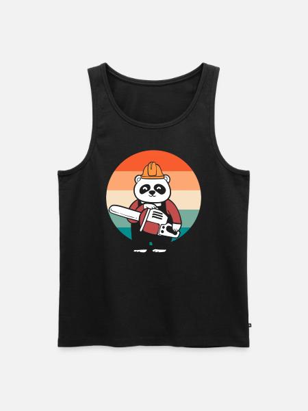 Panda -Kettensäge Baumarbeiter - Männer Premium Bio Tank Top - Schwarz