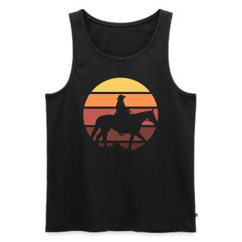 Western Cowboy Reiter - Männer Premium Bio Tank Top - Schwarz - Vorne - Michal (187cm)