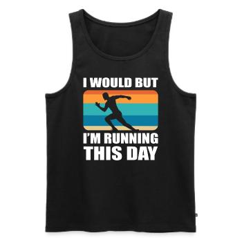 I Would But I'm Running This Day Leichtathlet - Männer Premium Bio Tank Top - Schwarz - Vorne - AI Model Male 178 light (178cm)