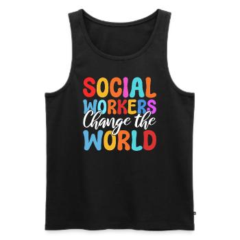 Social Workers Change The World Fallbearbeiter - Männer Premium Bio Tank Top - Schwarz - Vorne - Michal (187cm)