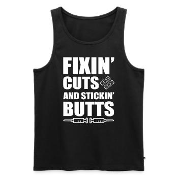 Lustige Krankenschwester - Männer Premium Bio Tank Top - Schwarz - Vorne - Michal (187cm)