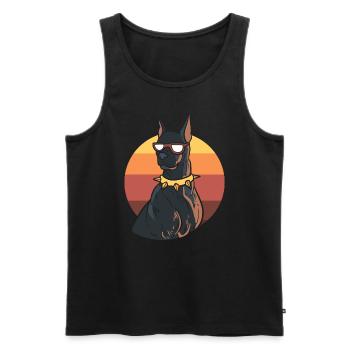 Cooler Dobermann Polizeibeamter - Männer Premium Bio Tank Top - Schwarz - Vorne - Michal (187cm)