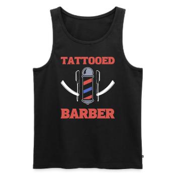 Tattooed Barber Gent's Friseur - Männer Premium Bio Tank Top - Schwarz - Vorne - AI Model Male 178 light (178cm)