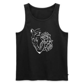 Tiger mit Blumen Zoologe - Männer Premium Bio Tank Top - Schwarz - Vorne - AI Model Male 178 light (178cm)