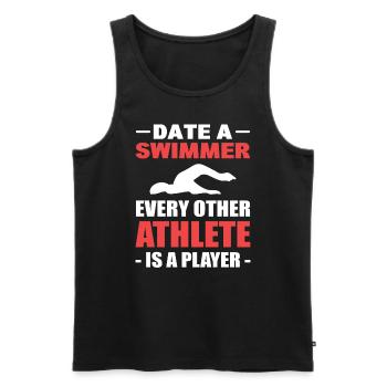 Lustiger Schwimmer Schwimmlehrer - Männer Premium Bio Tank Top - Schwarz - Vorne - Michal (187cm)
