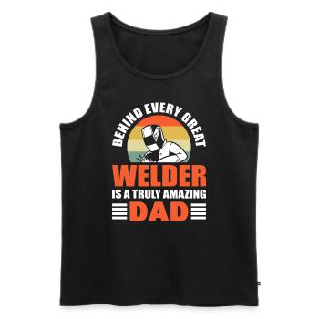 Behind Every Great Welder Is A Truly Amazing Dad - Männer Premium Bio Tank Top - Schwarz - Vorne - Michal (187cm)