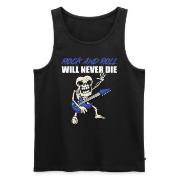 Rock & Roll Will Never Die Gitarrenspieler - Männer Premium Bio Tank Top - Schwarz - Vorne - Michal (187cm)