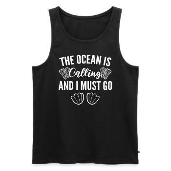 The Ocean Is Calling I Must Go Freier Taucher - Männer Premium Bio Tank Top - Schwarz - Vorne - AI Model Male 178 light (178cm)