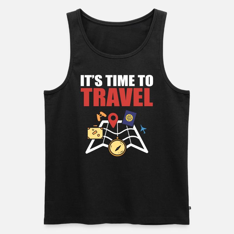 It's Time To Travel Flugbegleiterin - Männer Premium Bio Tank Top - Schwarz