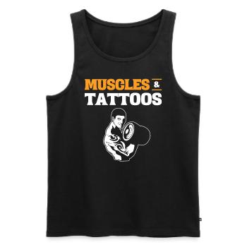 Muscles & Tattoos Tätowierter Fitnessstudio - Männer Premium Bio Tank Top - Schwarz - Vorne - AI Model Male 178 light (178cm)