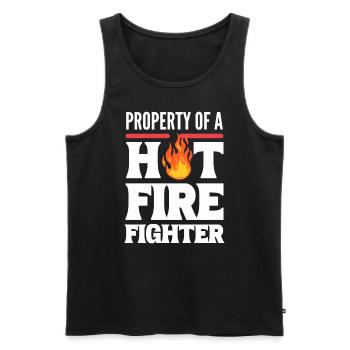 Property Of A Hot Firefighter Feuerwehrkapitän - Männer Premium Bio Tank Top - Schwarz - Vorne - Michal (187cm)