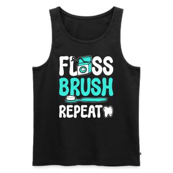 Floss Brush Repeat Zahnarzthelferin - Männer Premium Bio Tank Top - Schwarz - Vorne - Michal (187cm)