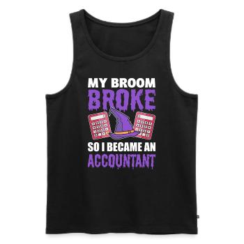 My Broom Broke So I Became An Accountant - Männer Premium Bio Tank Top - Schwarz - Vorne - AI Model Male 178 light (178cm)