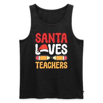 Santa Loves Teacher Vorschullehrer - Männer Premium Bio Tank Top - Schwarz - Vorne - Michal (187cm)
