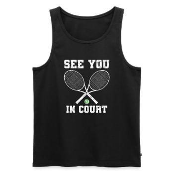 See You In Court Federballspieler - Männer Premium Bio Tank Top - Schwarz - Vorne - AI Model Male 178 light (178cm)