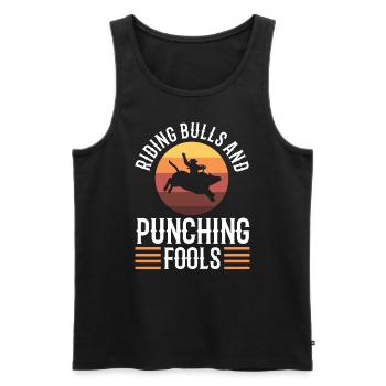 Riding Bulls And Punching Fools Bullenreiter - Männer Premium Bio Tank Top - Schwarz - Vorne - Michal (187cm)