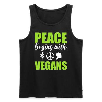 Peace Begins With Vegans Gesundheitsbegeisterter - Männer Premium Bio Tank Top - Schwarz - Vorne - Michal (187cm)
