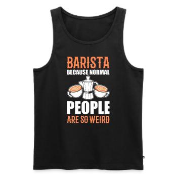 Lustiger Barista Kaffeeliebhaber - Männer Premium Bio Tank Top - Schwarz - Vorne - Michal (187cm)
