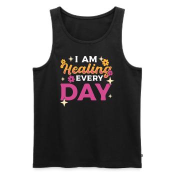 Affirmationen Zitate Inspirierender Redner - Männer Premium Bio Tank Top - Schwarz - Vorne - AI Model Male 178 light (178cm)
