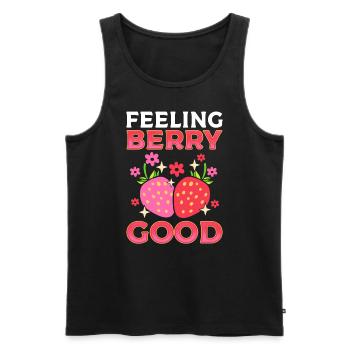 Feeling Berry Good Erdbeerpflücker - Männer Premium Bio Tank Top - Schwarz - Vorne - AI Model Male 178 light (178cm)