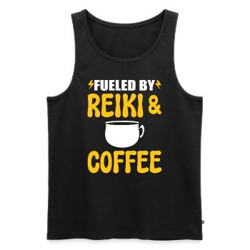 Reiki und Kaffee Kaffeeliebhaber - Männer Premium Bio Tank Top - Schwarz - Vorne - AI Model Male 178 light (178cm)