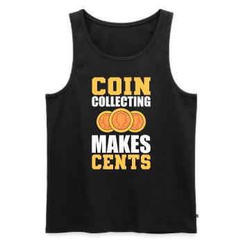 Coin Collecting Makes Cents Münzsammler - Männer Premium Bio Tank Top - Schwarz - Vorne - AI Model Male 178 light (178cm)