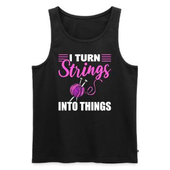 I Turn Strings Into Things Stricker - Männer Premium Bio Tank Top - Schwarz - Vorne - Michal (187cm)