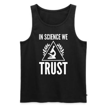 In Science We Trust Chemiker - Männer Premium Bio Tank Top - Schwarz - Vorne - AI Model Male 178 light (178cm)