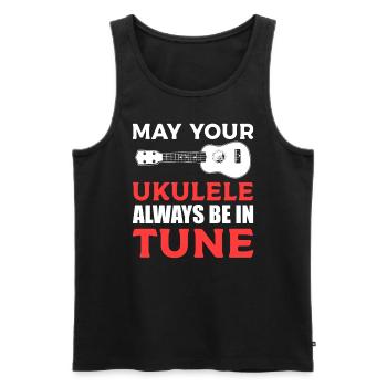 Lustiger Ukelele-Spieler Ukelele - Männer Premium Bio Tank Top - Schwarz - Vorne - Michal (187cm)