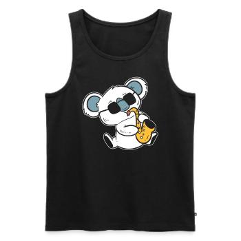 Koala spielt Saxophon Bandmitglied - Männer Premium Bio Tank Top - Schwarz - Vorne - Michal (187cm)